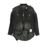Front view of Maison MIHARA YASUHIRO distressed denim Black jacket with premium distressed detailing