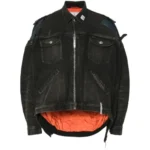 Front view of Maison MIHARA YASUHIRO layered Black denim jacket with premium layered design