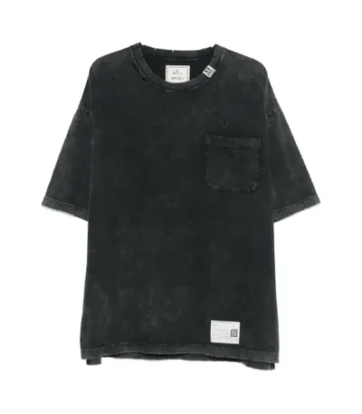 Front view of Maison Mihara Yasuhiro Black Pocket T-Shirt with chest pocket