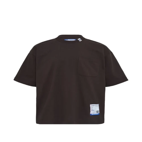 Front view of Maison Mihara Yasuhiro Brown Short Sleeve T-Shirt in premium cotton