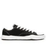 Front view of Maison Mihara Yasuhiro Contrast-Stitch Chunky-Sole Sneakers with oversized rubber sole