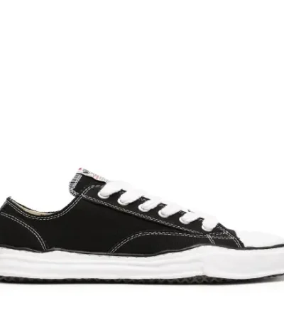 Front view of Maison Mihara Yasuhiro Contrast-Stitch Chunky-Sole Sneakers with oversized rubber sole