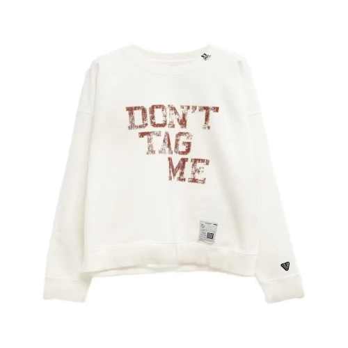 Front view of Maison Mihara Yasuhiro Crew-Neck Text-Print Sweatshirt with premium typography design