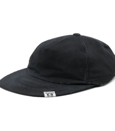 Front view of Maison Mihara Yasuhiro Distressed Cotton Cap with vintage-inspired finish