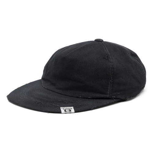 Front view of Maison Mihara Yasuhiro Distressed Cotton Cap with vintage-inspired finish