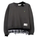 Front view of Maison Mihara Yasuhiro Distressed-Detail Sweatshirt with premium cotton fleece