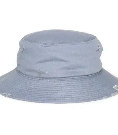 Front view of Maison Mihara Yasuhiro Distressed-Effect Cotton Bucket Hat with vintage-inspired finish