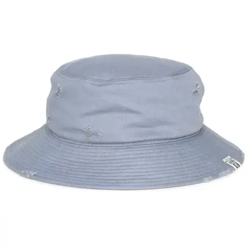 Front view of Maison Mihara Yasuhiro Distressed-Effect Cotton Bucket Hat with vintage-inspired finish