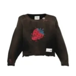 Front view of Maison Mihara Yasuhiro Distressed Graphic Jumper with artistic knit design