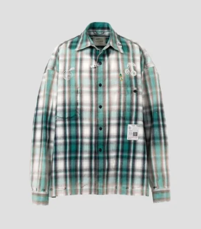 Maison Mihara Yasuhiro Faded Check Flannel Shirts front view