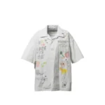 Front view of Maison Mihara Yasuhiro Hand Drawing Print Shirt featuring artistic graphic artwork