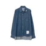 Front view of Maison Mihara Yasuhiro Indigo Blue Denim Shirt in premium cotton denim
