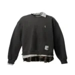 Front view of Maison Mihara Yasuhiro Layered Black Sweatshirt with modern layered design