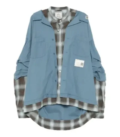 Front view of Maison Mihara Yasuhiro Layered Long Sleeve Shirt with layered construction