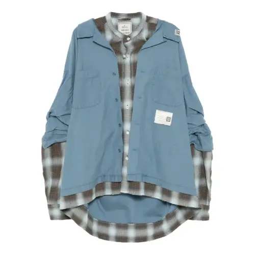 Front view of Maison Mihara Yasuhiro Layered Long Sleeve Shirt with layered construction