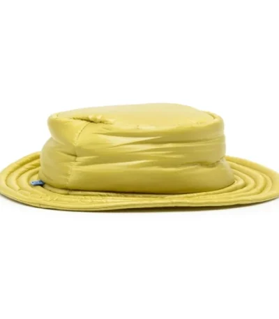 Front view of Maison Mihara Yasuhiro Padded Logo Bucket Hat with premium padded construction