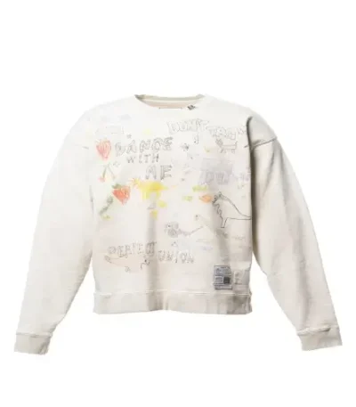 Front view of Maison Mihara Yasuhiro Printed Sweatshirt with artistic graphic design