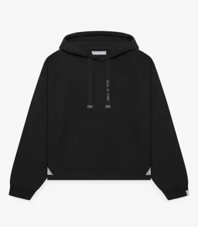 Front view of Maison Mihara Yasuhiro S.O.S French Terry Black Hoodie