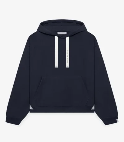 Front view of Maison Mihara Yasuhiro S.O.S French Terry Navy Blue Hoodie