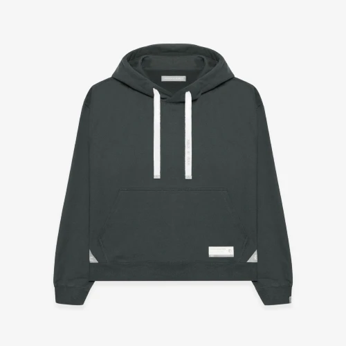 Front view of Maison Mihara Yasuhiro S.O.S Standard Khaki Hoodie