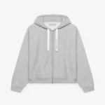 Front view of Maison Mihara Yasuhiro S.O.S Zip Up Grey Hoodie