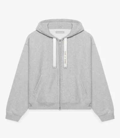 Front view of Maison Mihara Yasuhiro S.O.S Zip Up Grey Hoodie