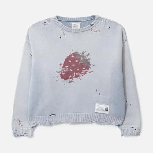 Front view of Maison Mihara Yasuhiro Strawberry Jacquard Knit Sweater
