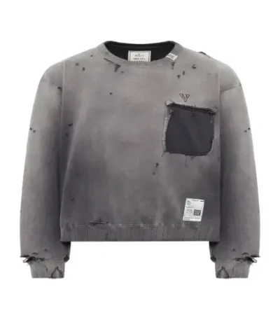 Front view of Maison Mihara Yasuhiro Sun-Faded Sweater with vintage-inspired finish