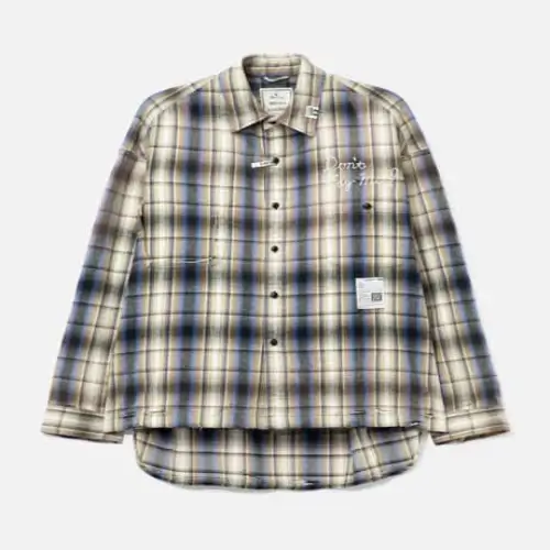 Front view of Maison Mihara Yasuhiro Vintage Like Check Shirt