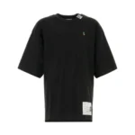 Front view of Maison Mihara Yasuhiro Wobbler Logo-Print T-Shirt with signature logo graphic