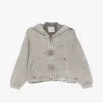 Maison Mihara Yasuhiro Distressed-Effect Zip-up Hoodie front view
