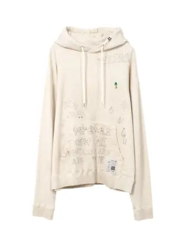 Maison Mihara Yasuhiro Distressed Graffiti-Print Hoodie front view