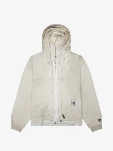 Maison Mihara Yasuhiro Triple-Layered Distressed Zip-up Hoodie front view