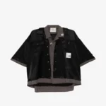Front view of Maison Mihara Yasuhiro Button Label Shirt highlighting the button-front design and label detailing.