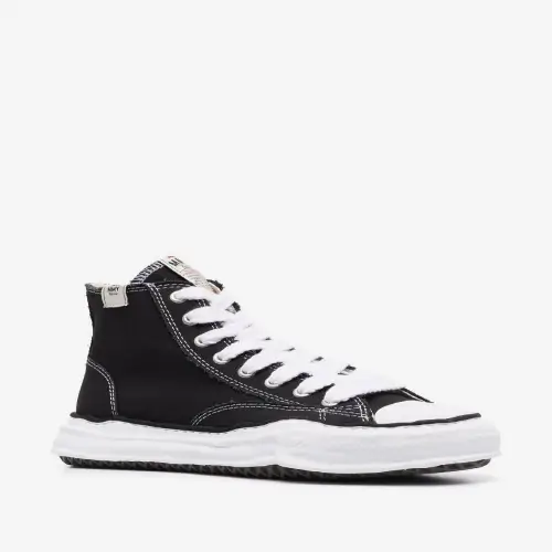 Maison Mihara Yasuhiro Canvas High-Top Sneakers (1) (1) Front view of Maison Mihara Yasuhiro Canvas High-Top Sneakers