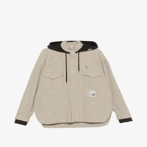 Maison Mihara Yasuhiro Check-Pattern Hooded Shirt Jacket front view