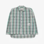 Front view of the Maison Mihara Yasuhiro Check-Pattern Logo-Patch Shirt showing its checked design and logo patch.