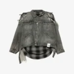 Maison Mihara Yasuhiro Check Shirt Layered Denim Jacket front view