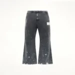 Maison Mihara Yasuhiro Distressed Cotton Linen Trousers in Black front view with relaxed silhouette