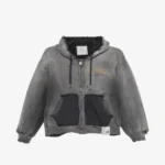 Maison Mihara Yasuhiro distressed logo print jacket front view