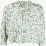 Front view of the Maison Mihara Yasuhiro Dollar Bill Long-Sleeve Shirt highlighting its graphic design and long sleeves.