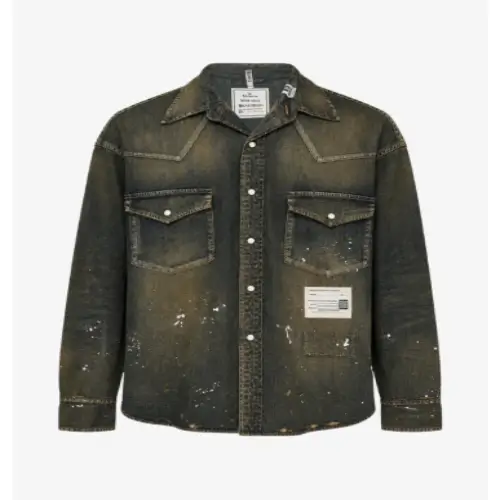 Maison Mihara Yasuhiro Flatted-Collar Denim Shirt (2) Maison Mihara Yasuhiro Flatted-Collar Denim Shirt front view