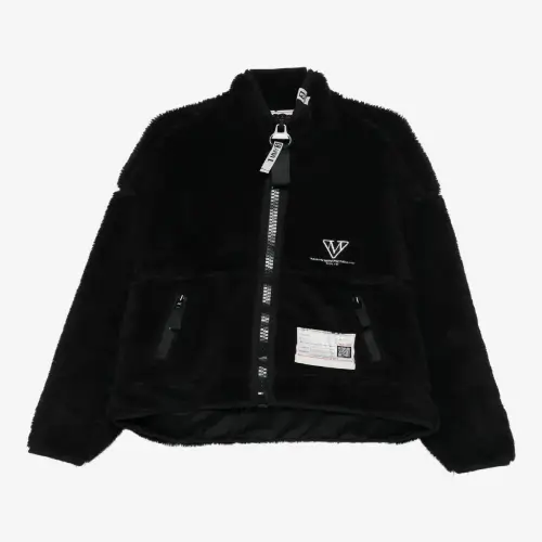 Maison Mihara Yasuhiro black fleece bomber jacket front view