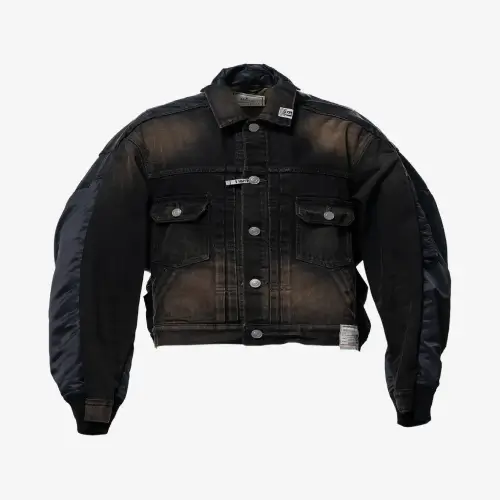 Maison Mihara Yasuhiro Front Back Combined Denim Jacket (1) Maison Mihara Yasuhiro Front Back Combined Denim Jacket front view