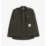 Front view of the Maison Mihara Yasuhiro Hoodie Combine Checkered Shirt showing its hybrid design.