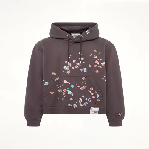 Maison Mihara Yasuhiro Kids Sticker Hoodie in Black front view