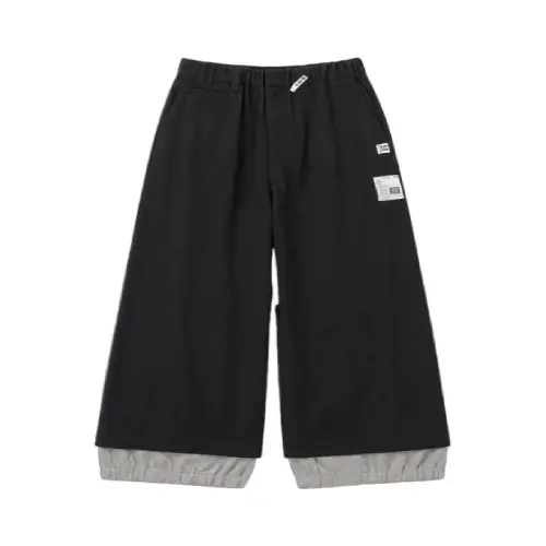 Front view of logo-patch pocket trousers with a relaxed utility-inspired silhouette