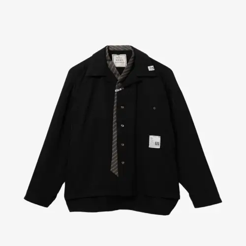 Maison Mihara Yasuhiro Logo-Patch Shirt (1) (1) Front view of the Maison Mihara Yasuhiro Logo-Patch Shirt highlighting its shirt silhouette and logo-patch detail.