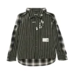 Front view of the Maison Mihara Yasuhiro Long-Sleeve Striped Shirt showcasing its striped pattern.
