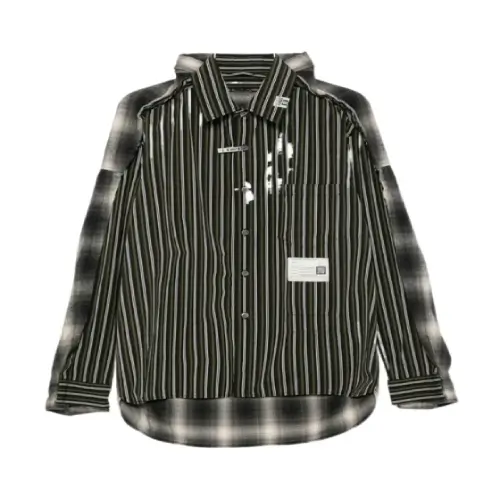 Front view of the Maison Mihara Yasuhiro Long-Sleeve Striped Shirt showcasing its striped pattern.
